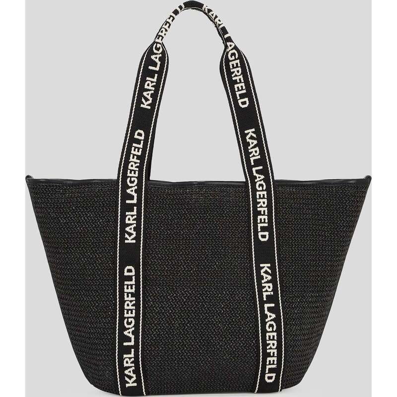 Logo woven beach tote bag