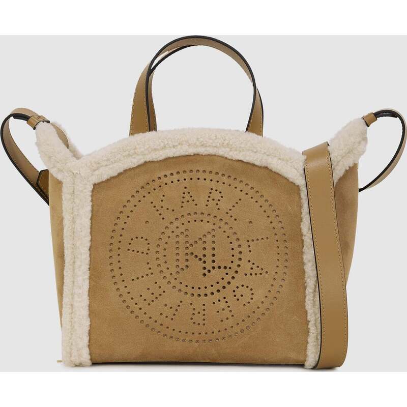 K/Circle small shearling tote bag