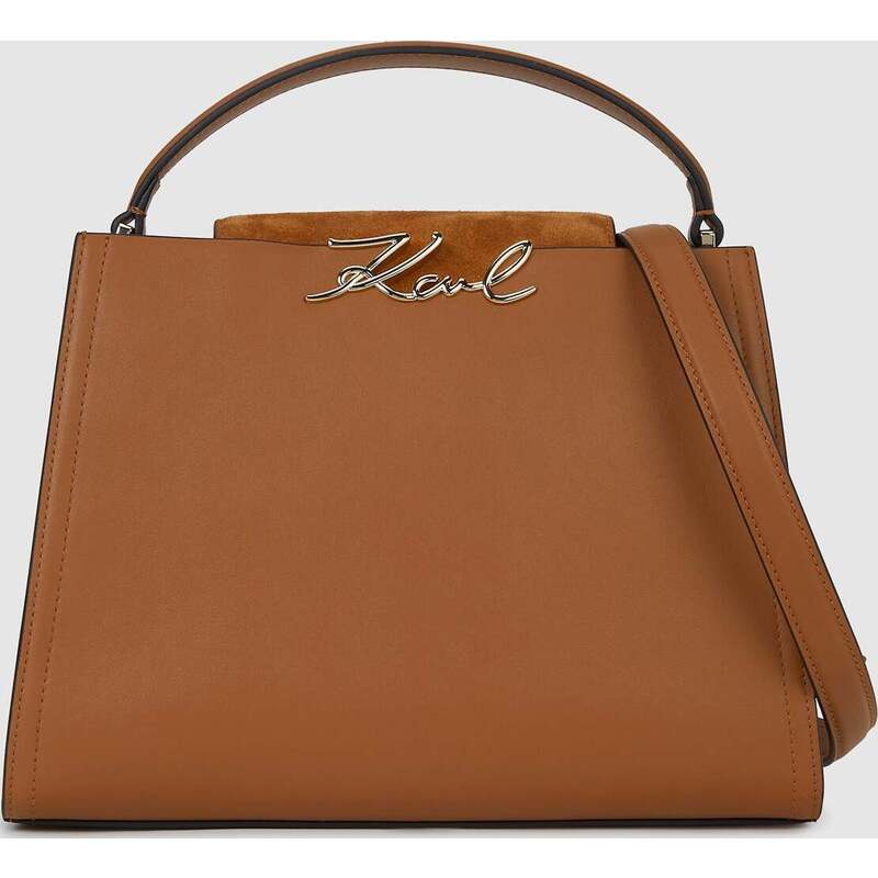 K/Signature suede top handle bag