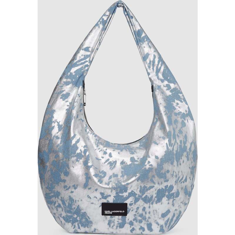 Large high-shine denim hobo bag