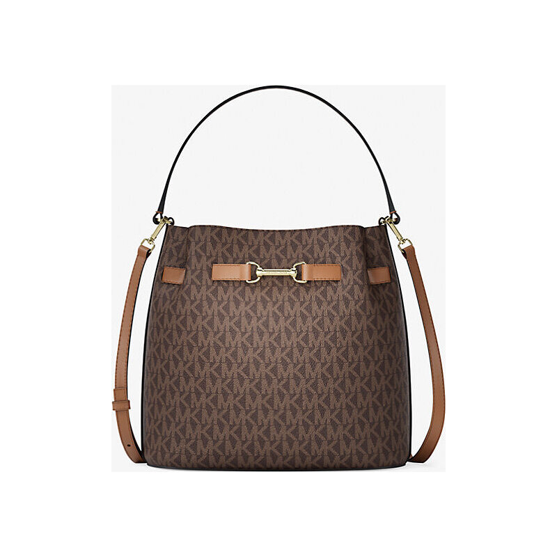 Carson Medium Signature Logo Convertible Bucket Crossbody Bag