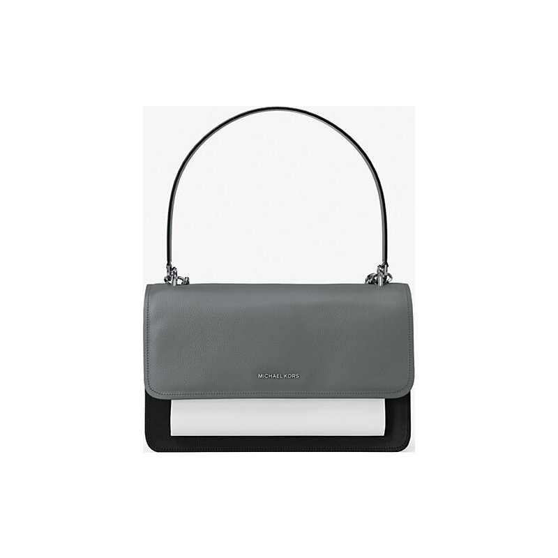 Claire Large Color-Block Pebbled Leather Shoulder Bag