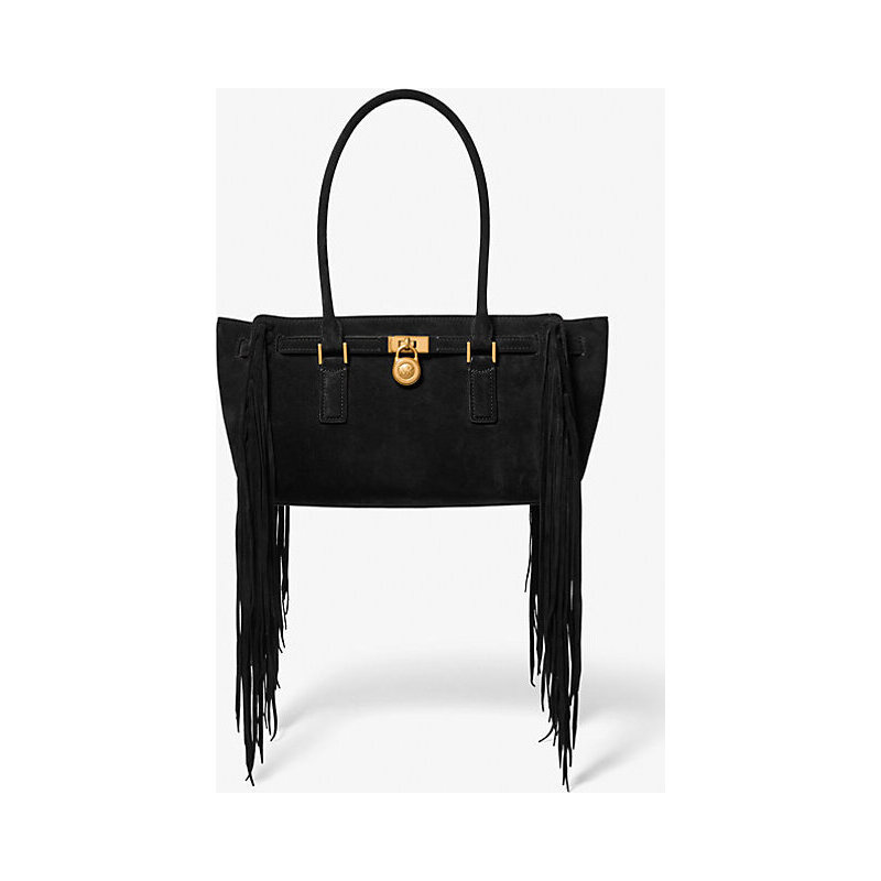Hamilton Moderne Small Fringed Suede Satchel
