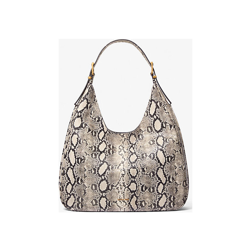 Nolita Large Snake Embossed Leather Hobo Shoulder Bag