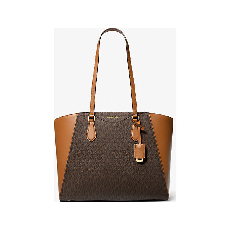 Taryn Large Signature Logo and Leather Tote Bag