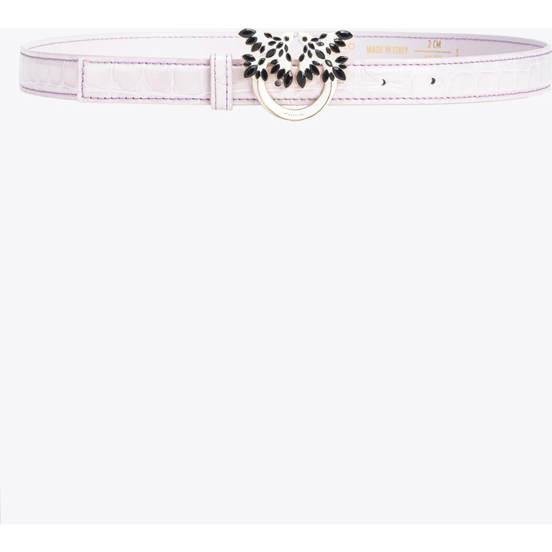 Fine ceinture avec boucle Love Birds en croco brillant de 2 cm PINKO Galleria