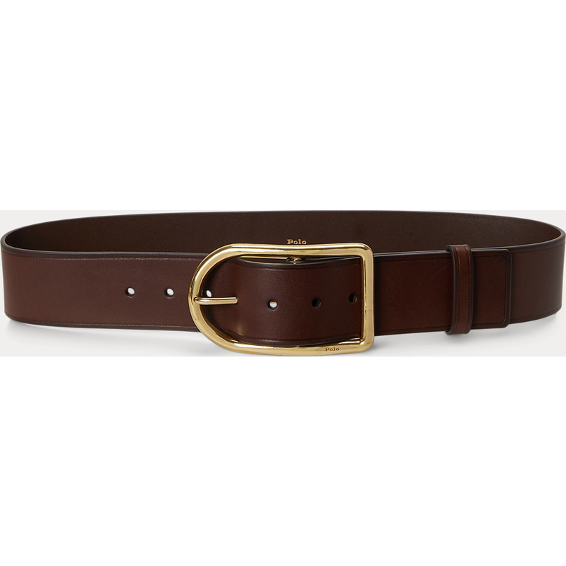 Curved-Buckle Leather Belt