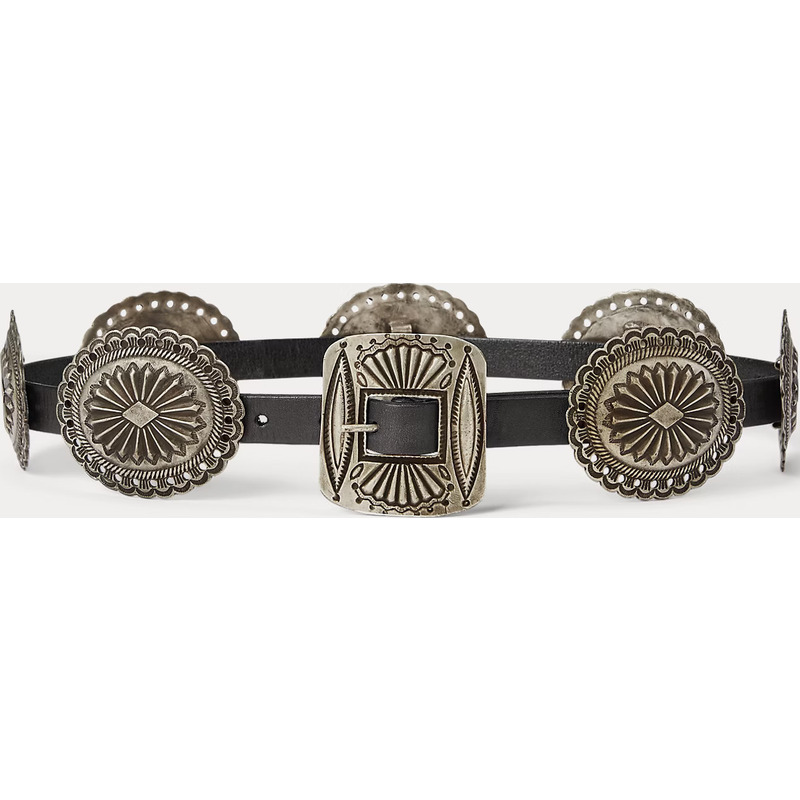 Metal-Accent Leather Belt
