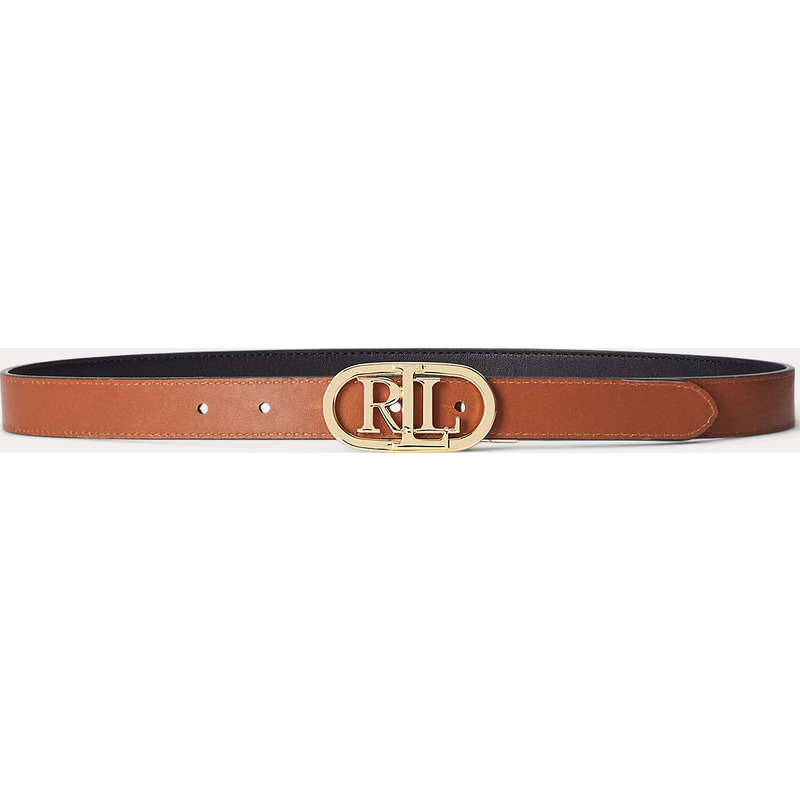 Oval-Logo Reversible Leather Skinny Belt